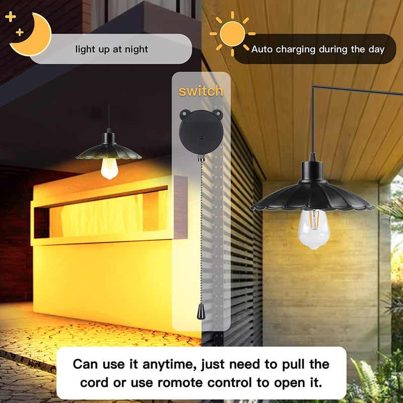 YUMAMEI Solar Powered Pendant Light Outdoor Hanging Lamp, Remote Control Pendant Lamp with Adjustable Solar Panel, Waterproof for Outdoor Garden/Patio/Yard/Lawn/Pathway Decorations Home & Garden > Lighting > Lamps YUMAMEI   