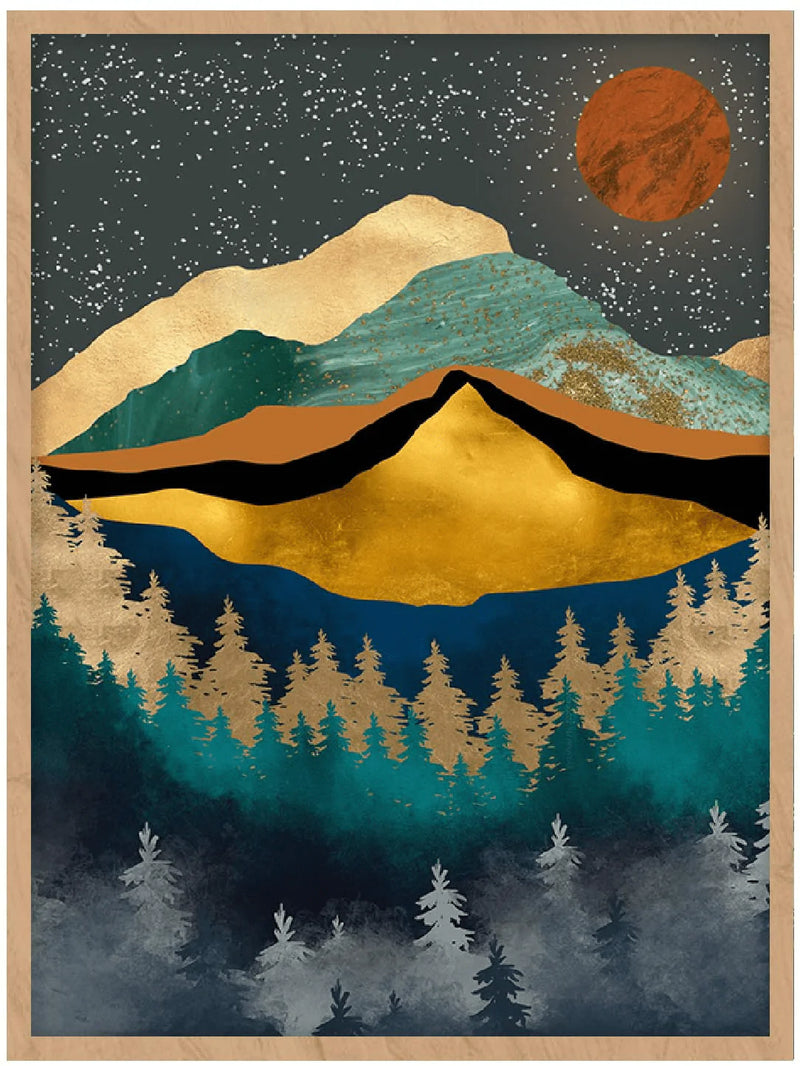 YUMKNOW Boho Mountain Wall Decor - Unframed 12X16", Mid Century Modern Nature Wall Art for Living Room, Dark Bathroom Apartment, Bedroom Pictures, Abstract Office Gifts, Posters for Room Aesthetic Home & Garden > Decor > Artwork > Posters, Prints, & Visual Artwork YUMKNOW   