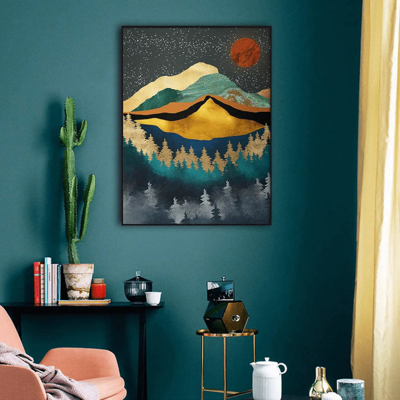 YUMKNOW Boho Mountain Wall Decor - Unframed 12X16", Mid Century Modern Nature Wall Art for Living Room, Dark Bathroom Apartment, Bedroom Pictures, Abstract Office Gifts, Posters for Room Aesthetic Home & Garden > Decor > Artwork > Posters, Prints, & Visual Artwork YUMKNOW   