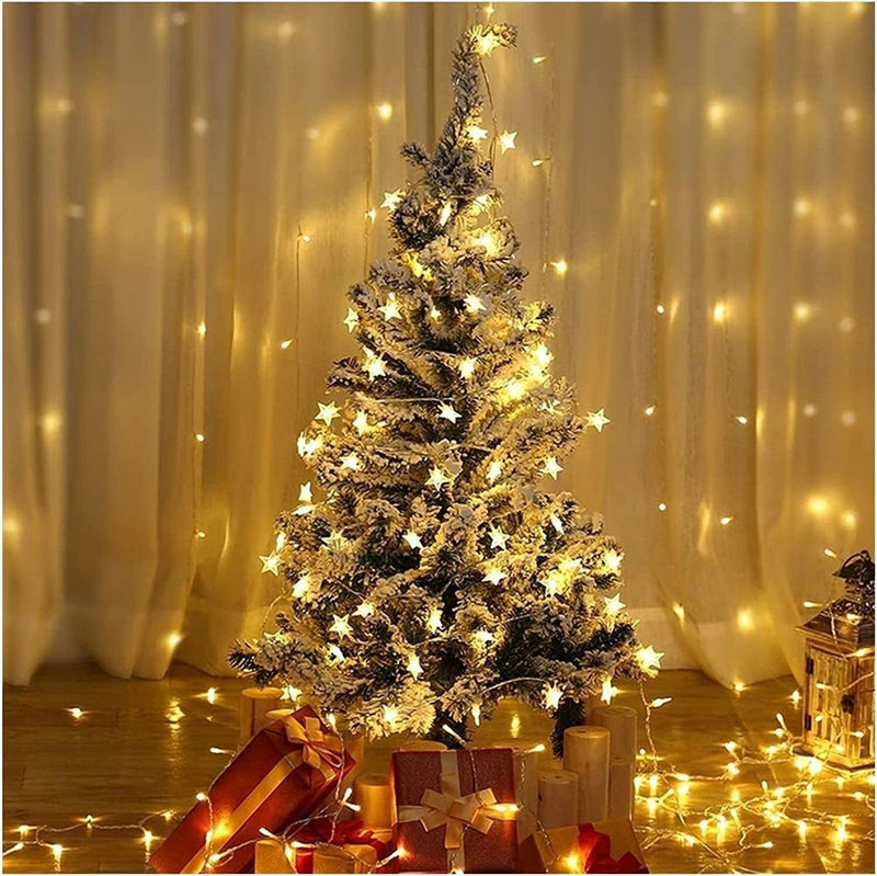Yummuely Star Lights Star String Lights 10Ft 20 LED Star Fairy Lights Battery Operated Waterproof Indoor Outdoor Twinkle Christmas Lights for Bedroom Party Wedding Xmas Tree Decoration (Warm White) Home & Garden > Lighting > Light Ropes & Strings Yummuely   