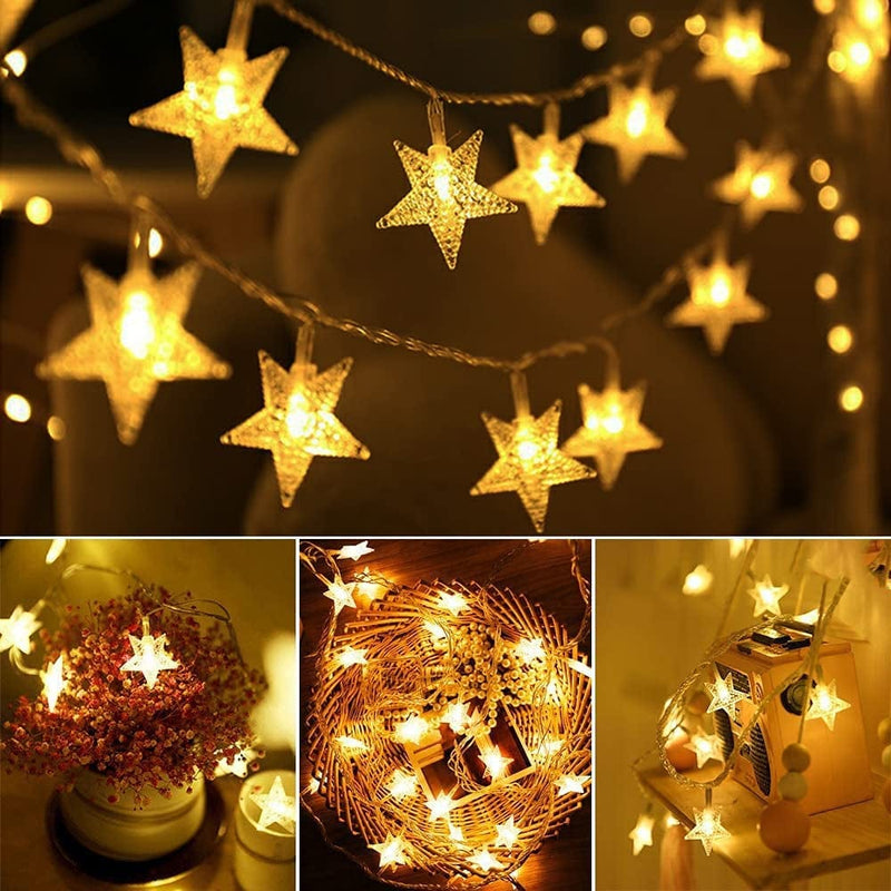 Yummuely Star Lights Star String Lights 10Ft 20 LED Star Fairy Lights Battery Operated Waterproof Indoor Outdoor Twinkle Christmas Lights for Bedroom Party Wedding Xmas Tree Decoration (Warm White)