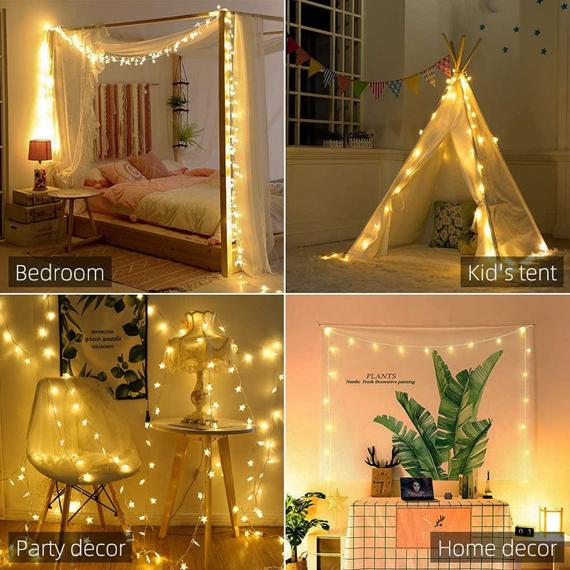 Yummuely Star Lights Star String Lights 10Ft 20 LED Star Fairy Lights Battery Operated Waterproof Indoor Outdoor Twinkle Christmas Lights for Bedroom Party Wedding Xmas Tree Decoration (Warm White) Home & Garden > Lighting > Light Ropes & Strings Yummuely   