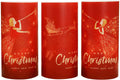 YUROZAC Christmas Flameless Candles with 6H Timer, Flickering Battery Operated Real Wax Electric LED Pillar Candles for Xmas Decoration Fairy Angel Reindeer Decal Set of 3, D3" x H6" Home & Garden > Decor > Seasonal & Holiday Decorations& Garden > Decor > Seasonal & Holiday Decorations YUROZAC Christmas Red  