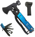 Yuztousp Multitool Camping Accessories Survival Gear and Equipment Blue 14 in 1 Hatchet Camping Tools with Knife Hammer Axe Saw Screwdrivers Pliers for Hunting Hiking, Gifts for Men Husband