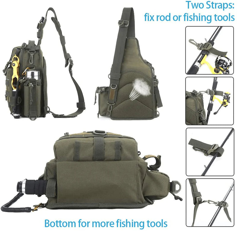 YVLEEN Fishing Tackle Backpack - Outdoor Large Fishing Tackle Storage Box Bag - Water-Resistant Fishing Backpack with Rod Holder Shoulder Backpack Sporting Goods > Outdoor Recreation > Fishing > Fishing Tackle YVLEEN   