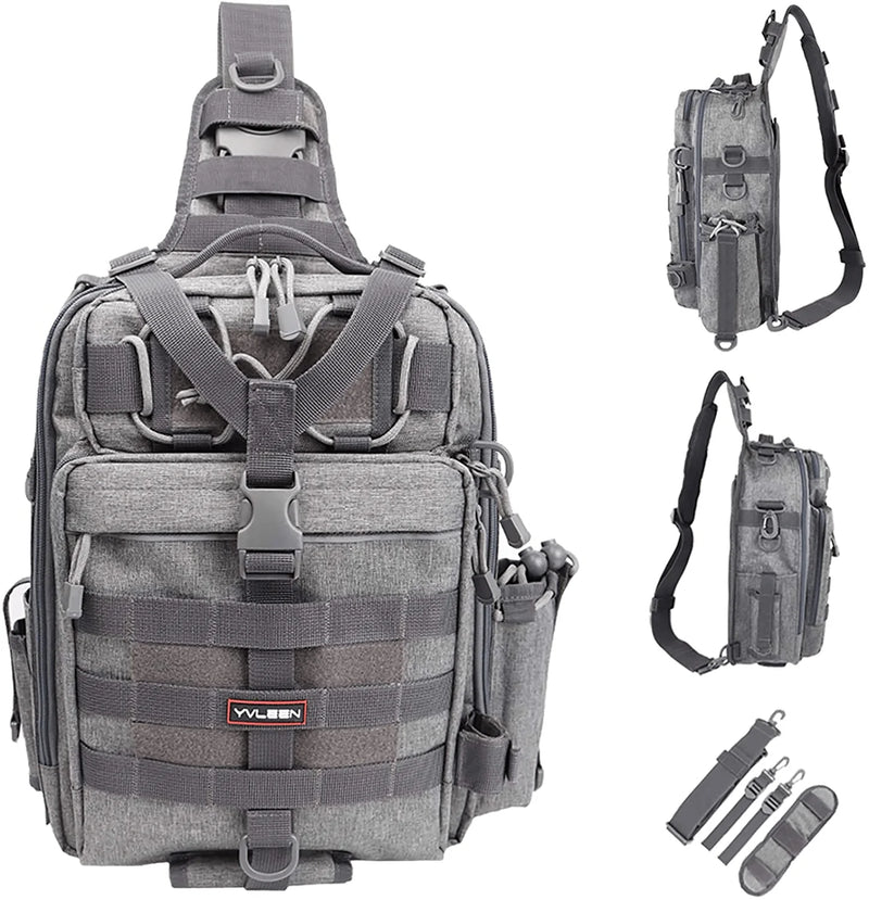 YVLEEN Fishing Tackle Backpack - Outdoor Large Fishing Tackle Storage Box Bag - Water-Resistant Fishing Backpack with Rod Holder Shoulder Backpack Sporting Goods > Outdoor Recreation > Fishing > Fishing Tackle YVLEEN G:Large(14.17*10.24*4.72inch)-Gray  