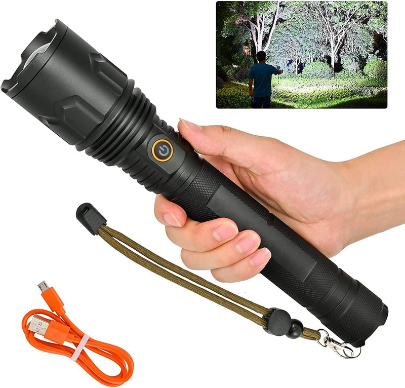 YXQUA 10000 Lumen Rechargeable Tactical Flashlight, XHP50 LED for Hiking Hunting Camping Emergency Outdoor Sport Hardware > Tools > Flashlights & Headlamps > Flashlights YXQUA 11 inches  