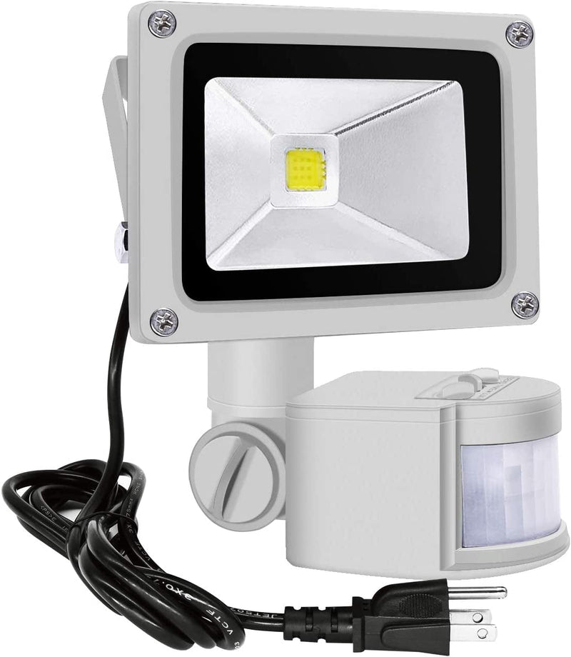 Z Motion Sensor Flood Lights Outdoor,10W Induction LED Lamp, IP65 Waterproof Spotlight,6500K LED Sensor Light,Security Light with US 3-Plug (Daylight White Gray) Home & Garden > Lighting > Flood & Spot Lights zeben Daylight White-Gray  