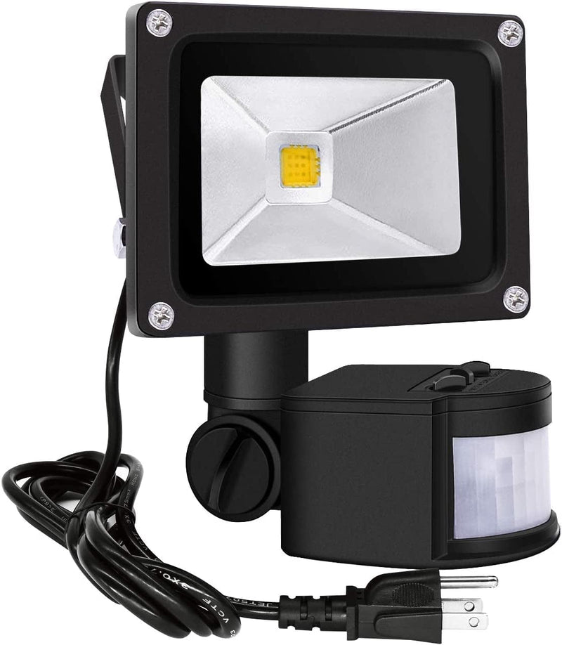 Z Motion Sensor Flood Lights Outdoor,10W Induction LED Lamp, IP65 Waterproof Spotlight,6500K LED Sensor Light,Security Light with US 3-Plug (Daylight White Gray) Home & Garden > Lighting > Flood & Spot Lights zeben Warm White-Black  