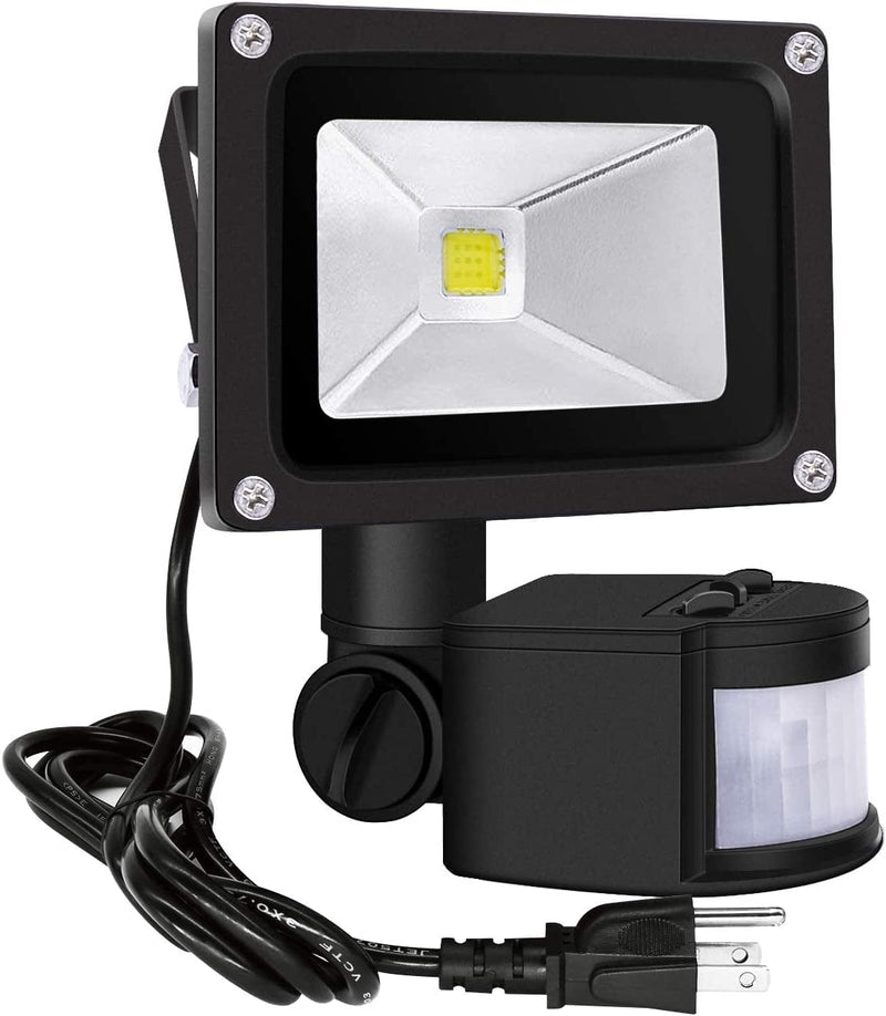 Z Motion Sensor Flood Lights Outdoor,10W Induction LED Lamp, IP65 Waterproof Spotlight,6500K LED Sensor Light,Security Light with US 3-Plug (Daylight White Gray) Home & Garden > Lighting > Flood & Spot Lights zeben Daylight White-Black  