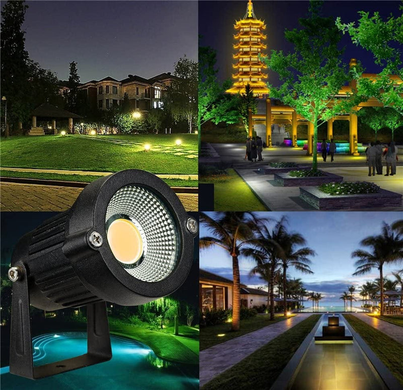 Z Outdoor Landscape LED Lighting 5W Waterproof Graden Lights COB Led Spotlights with Spiked Stand for Lawn Decorative Lamp US 3- Plug 3500K Warm White Lights (2 Packs)