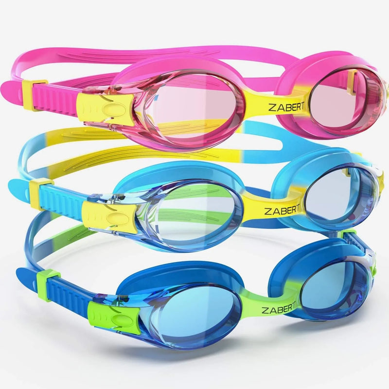 ZABERT 3 Pack Kids Goggles for Swimming, Anti-Fog 100% UV Protection , for Kids Age 3-14 Sporting Goods > Outdoor Recreation > Boating & Water Sports > Swimming > Swim Goggles & Masks ZABERT   