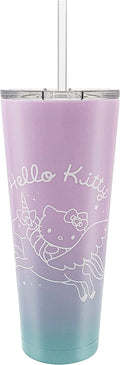 Zak Designs Sanrio Hello Kitty Vacuum Insulated Stainless Steel Travel Tumbler with Splash-Proof Lid, Includes Reusable Plastic Straw and Fits in Car Cup Holders (18/8 SS, 25 Oz) Home & Garden > Kitchen & Dining > Tableware > Drinkware Zak Designs Hello Kitty 1 Count (Pack of 1) 