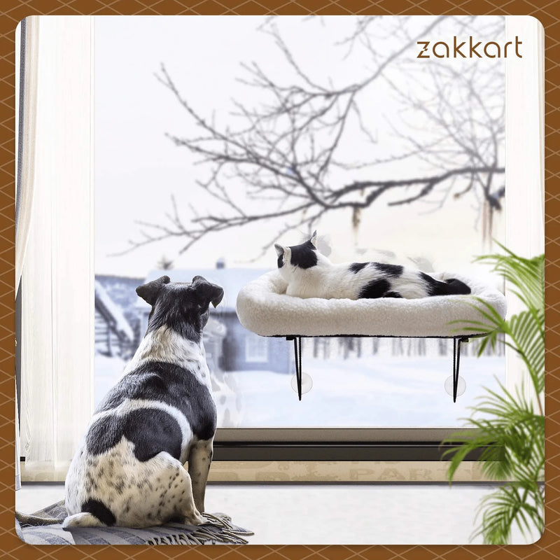 Zakkart Cat Window Perch for Indoor Cats - 100% Metal Supported from below - Comes with Tailored Spacious Pet Bed - Cat Window Hammock for Large Cats & Kittens - for Sunbathing, Napping & Overlooking Animals & Pet Supplies > Pet Supplies > Cat Supplies > Cat Beds Zakkart   