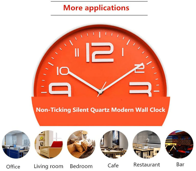 Zaoniy Non-Ticking Silent Quartz Wall Clock with Big 3D Number Modern Design Quiet Sweep Movement Indoor Decorative for Living Room Kitchen Wall Clocks Battery Operated 10-Inch (Orange) Home & Garden > Decor > Clocks > Wall Clocks Zaoniy   