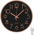 Zaptex Wall Clock 12 Inch Silent Non Ticking Wall Clocks, Modern Simple Style Round Quartz Wall Clock for Living Room Decor, Office, School, Kitchen, Bedroom, 3D Numbers Display Easy to Read Home & Garden > Decor > Clocks > Wall Clocks Zaptex Black-rose Gold  