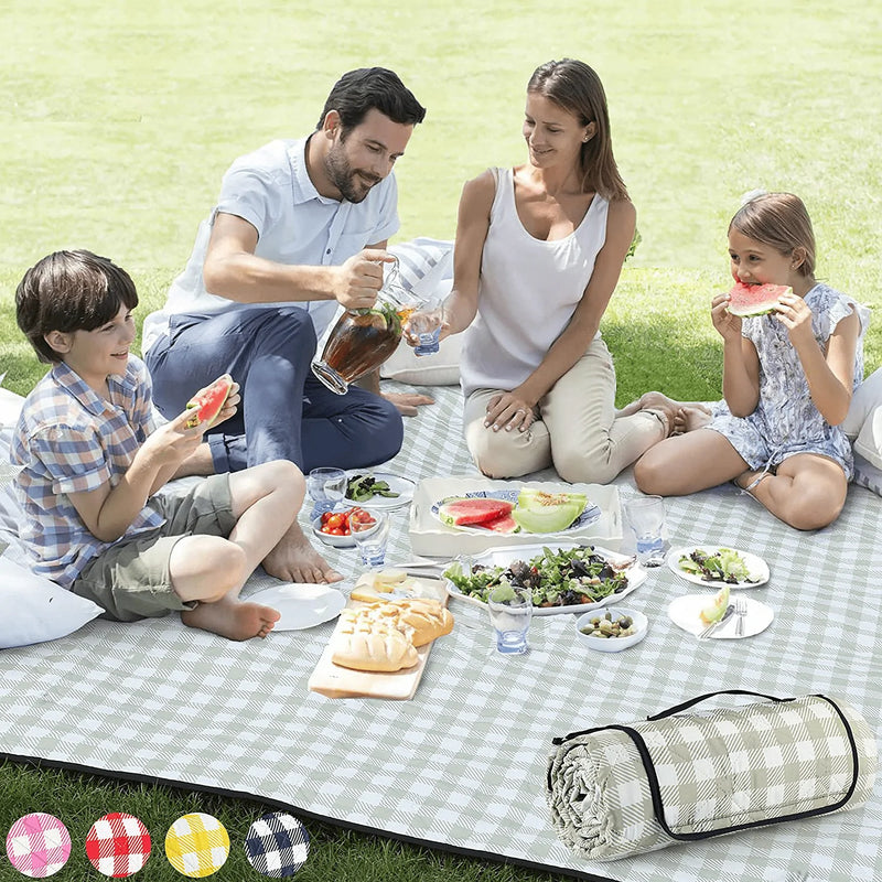 ZAZE Extra Large Picnic Outdoor Blanket, 80''x80'' Waterproof Foldable Blankets Gingham Picnic Mat for Beach, Camping on Grass Picnic Blankets (Green and White) Home & Garden > Lawn & Garden > Outdoor Living > Outdoor Blankets > Picnic Blankets ZAZE Green and White  