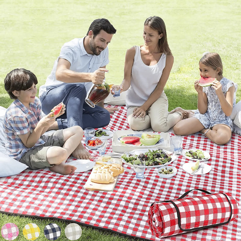 ZAZE Extra Large Picnic Outdoor Blanket, 80''x80'' Waterproof Foldable Blankets Gingham Picnic Mat for Beach, Camping on Grass Picnic Blankets (Green and White) Home & Garden > Lawn & Garden > Outdoor Living > Outdoor Blankets > Picnic Blankets ZAZE Red and White  