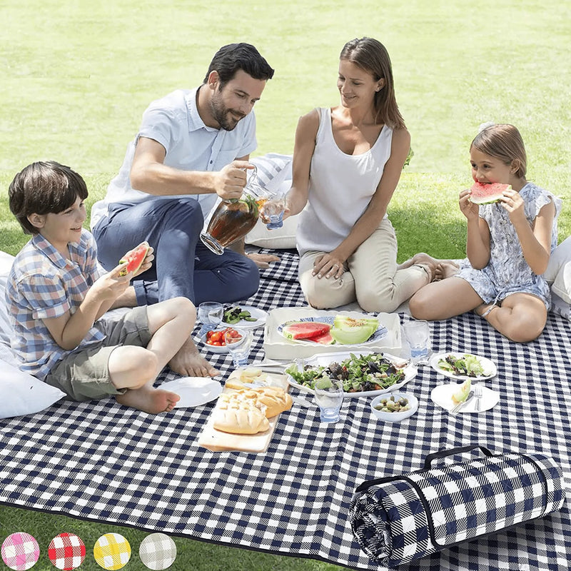 ZAZE Extra Large Picnic Outdoor Blanket, 80''x80'' Waterproof Foldable Blankets Gingham Picnic Mat for Beach, Camping on Grass Picnic Blankets (Green and White) Home & Garden > Lawn & Garden > Outdoor Living > Outdoor Blankets > Picnic Blankets ZAZE Blue and White  