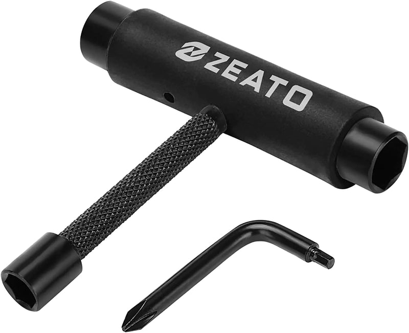 Zeato All-In-One Skate Tools Multi-Function Portable Skateboard T Tool Accessory with T-Type Allen Key and L-Type Phillips Head Wrench Screwdriver