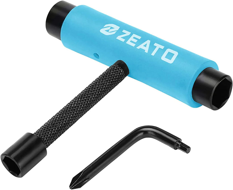 Zeato All-In-One Skate Tools Multi-Function Portable Skateboard T Tool Accessory with T-Type Allen Key and L-Type Phillips Head Wrench Screwdriver Sporting Goods > Outdoor Recreation > Winter Sports & Activities Zeato Upgrade-Blue  