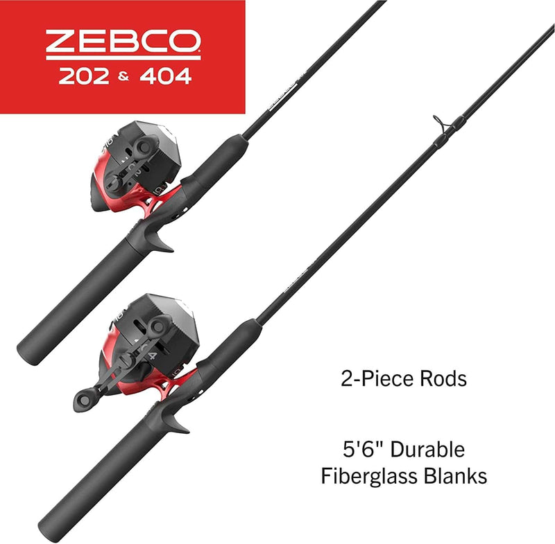 Zebco 202 & 404 Spincast Reels and Fishing Rod Combos (2-Pack)