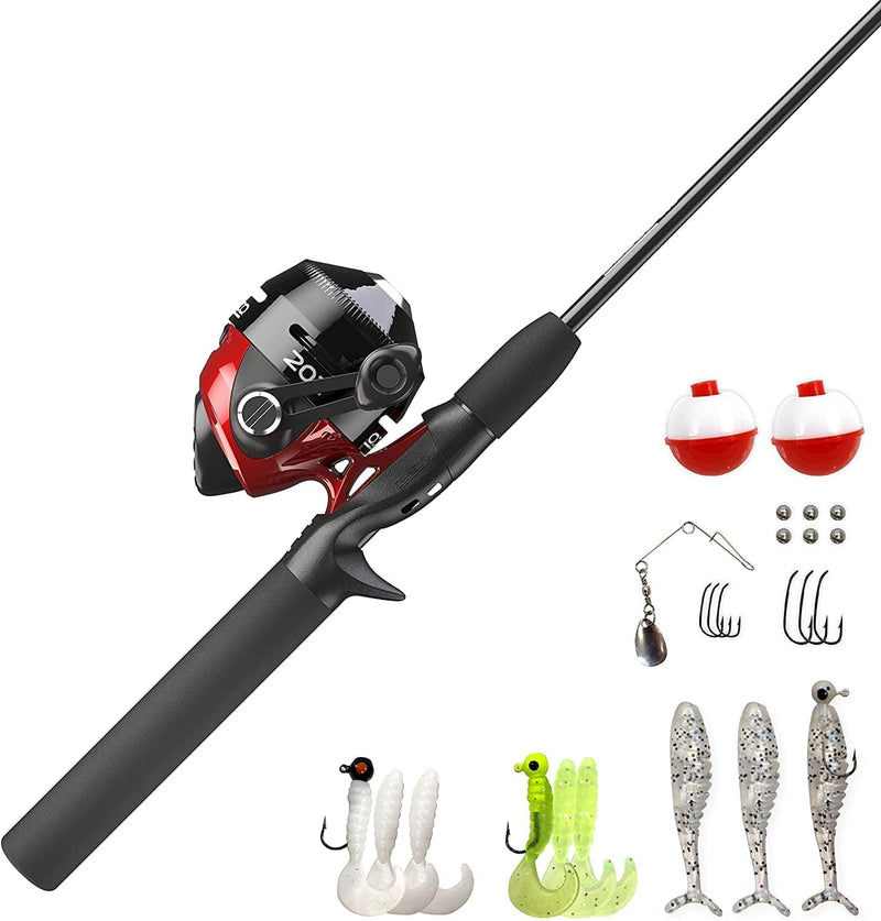 Zebco 202 Spincast Reel and Fishing Rod Combo, 5-Foot 6-Inch 2-Piece Fishing Pole, Size 30 Reel, Right-Hand Retrieve, Pre-Spooled with 10-Pound Zebco Line Sporting Goods > Outdoor Recreation > Fishing > Fishing Rods Zebco Black/Red - With 27pc Tackle  