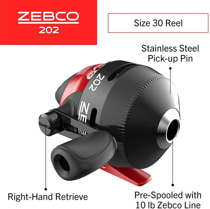 Zebco 202 Spincast Reel and Fishing Rod Combo, 5-Foot 6-Inch 2-Piece Fishing Pole, Size 30 Reel, Right-Hand Retrieve, Pre-Spooled with 10-Pound Zebco Line Sporting Goods > Outdoor Recreation > Fishing > Fishing Rods Zebco   