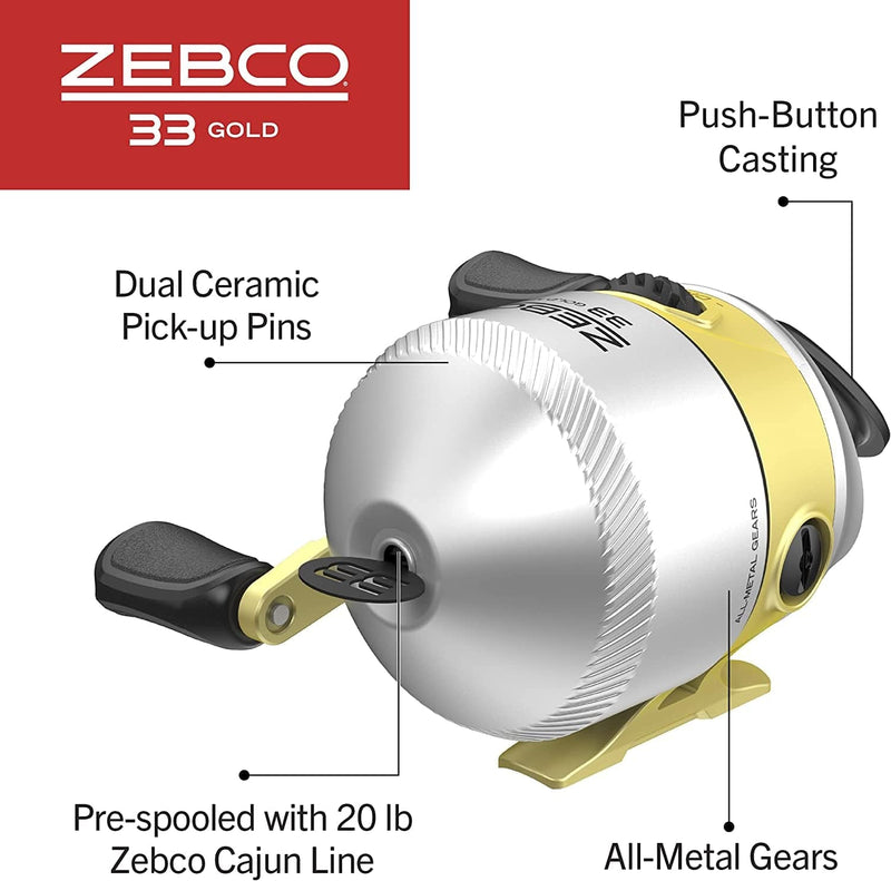 Zebco 33 Gold Spincast Reel and 2-Piece Fishing Rod Combo, Fiberglass Rod with Comfortable Split-Grip Cork Handle, Instant Anti-Reverse Fishing Reel Sporting Goods > Outdoor Recreation > Fishing > Fishing Rods Zebco   