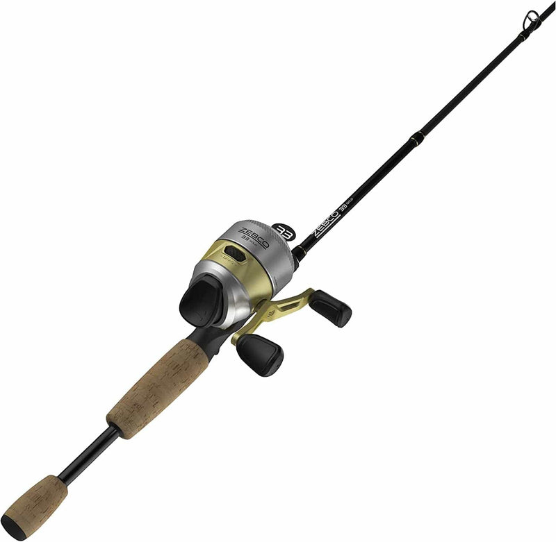 Zebco 33 Gold Spincast Reel and 2-Piece Fishing Rod Combo, Fiberglass Rod with Comfortable Split-Grip Cork Handle, Instant Anti-Reverse Fishing Reel Sporting Goods > Outdoor Recreation > Fishing > Fishing Rods Zebco 6 Foot - Spincast  