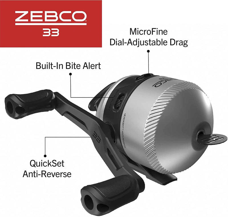 Zebco 33 Spincast Reel and 2-Piece Fishing Rod Combo, 5-Foot 6-Inch Durable Fiberglass Rod, Quickset Anti-Reverse Fishing Reel with Bite Alert Sporting Goods > Outdoor Recreation > Fishing > Fishing Rods Zebco   