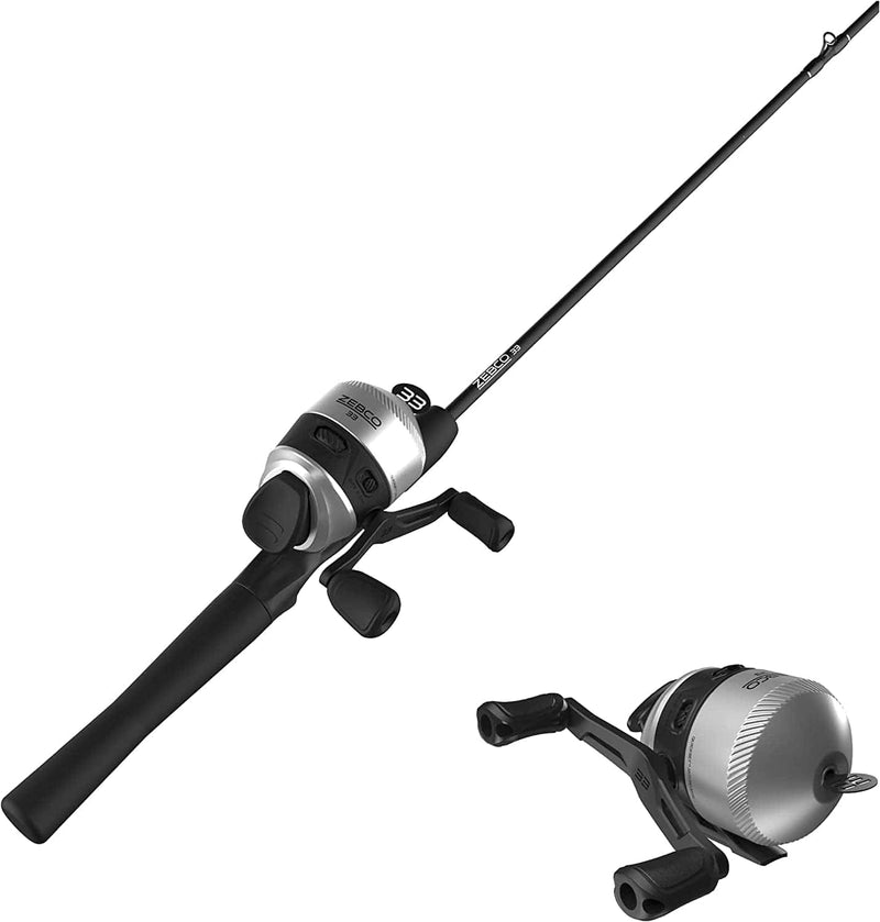 Zebco 33 Spincast Reel and 2-Piece Fishing Rod Combo, 5-Foot 6-Inch Durable Fiberglass Rod, Quickset Anti-Reverse Fishing Reel with Bite Alert Sporting Goods > Outdoor Recreation > Fishing > Fishing Rods Zebco Black - With Bonus Reel  
