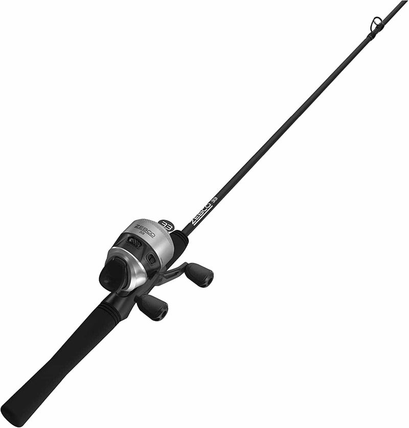 Zebco 33 Spincast Reel and 2-Piece Fishing Rod Combo, Comfortable EVA Handle, Quickset Anti-Reverse Fishing Reel with Bite Alert Sporting Goods > Outdoor Recreation > Fishing > Fishing Rods Zebco 6 Foot - Spincast - Silver/Black  