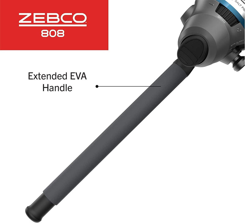 Zebco 808 Saltwater Spincast Reel and Fishing Rod Combo, 7'0" Durable Z-Glass Rod, Extended EVA Handle, Stainless Steel Reel Cover with ABS Insert, Pre-Spooled with 20 Lb. Cajun Line, Black Sporting Goods > Outdoor Recreation > Fishing > Fishing Rods Zebco   