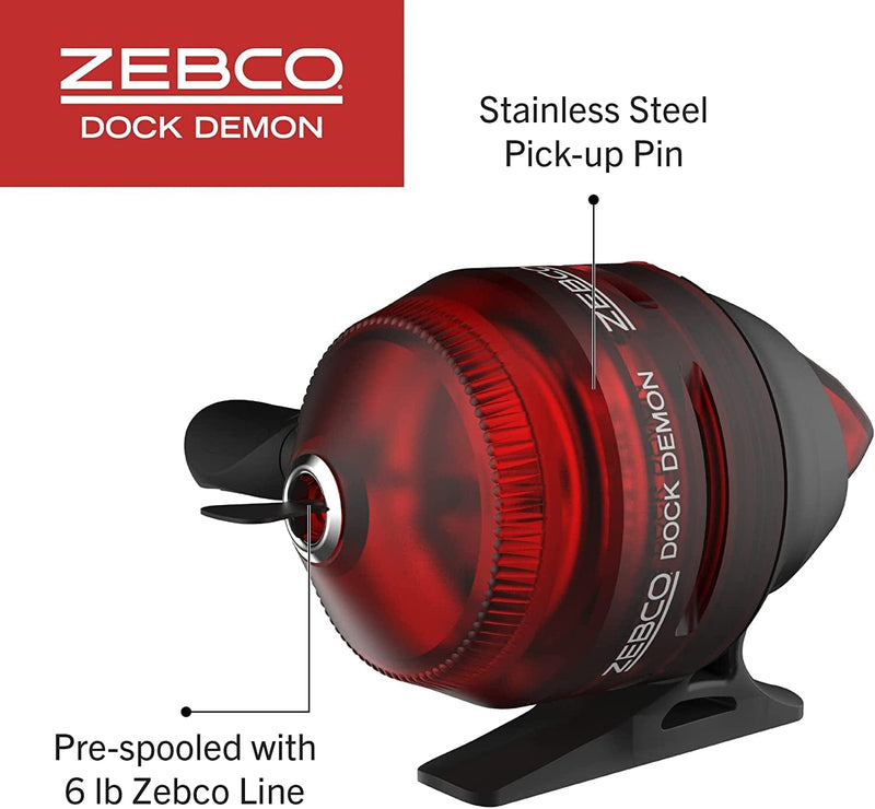 Zebco Dock Demon Spinning Reel or Spincast Reel and Fishing Rod Combo, 30-Inch Durable Fiberglass Rod, Quickset Anti-Reverse Fishing Reel Sporting Goods > Outdoor Recreation > Fishing > Fishing Rods Zebco   