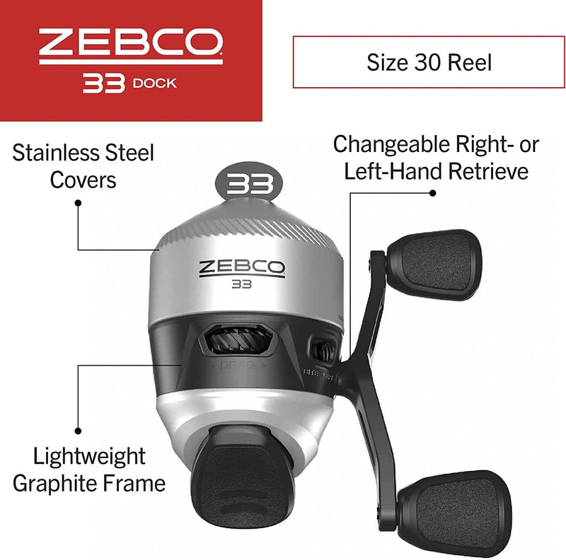 Zebco Dock Spincast Reel and Fishing Rod Combo, 42-Inch Durable Z-Glass Rod, Quickset Anti-Reverse Fishing Reel, Silver Sporting Goods > Outdoor Recreation > Fishing > Fishing Rods Zebco   