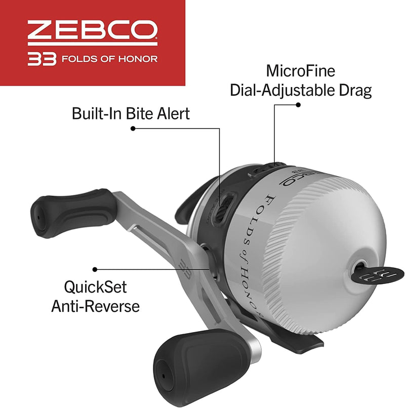 Zebco Folds of Honor Spinning Reel and 2-Piece Fishing Rod Combo Sporting Goods > Outdoor Recreation > Fishing > Fishing Rods Zebco   