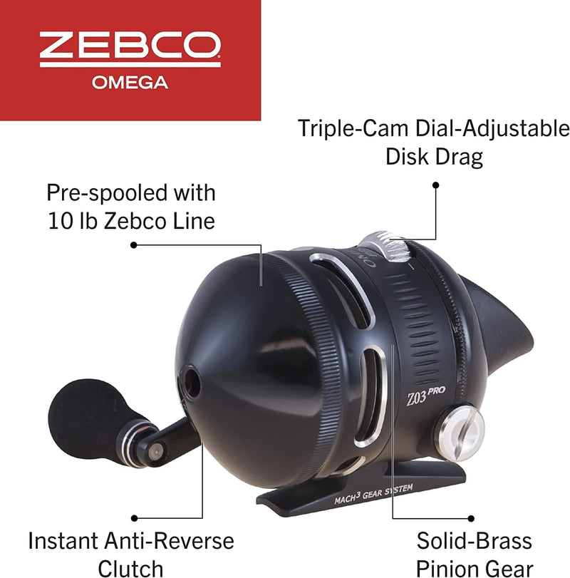 Zebco Omega Pro Spincast Reel and Fishing Rod Combo, IM6 Graphite Fishing Pole, Size 30 Reel, Pre-Spooled with 10-Pound Zebco Line