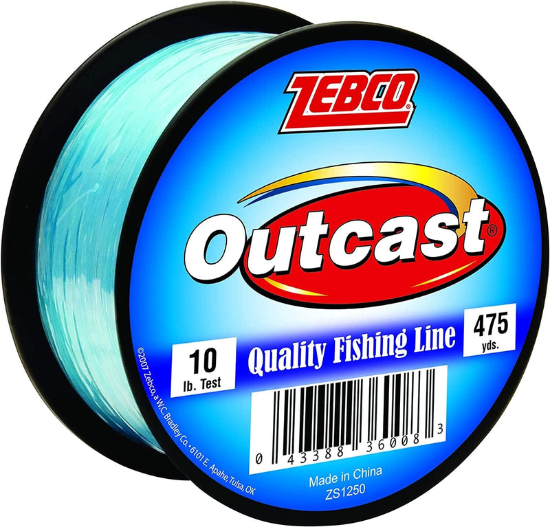 Zebco Outcast Monofilament Fishing Line, Low Memory and Stretch with High Tensile Strength Sporting Goods > Outdoor Recreation > Fishing > Fishing Lines & Leaders Zebco Blue 475-yard/10-pound 