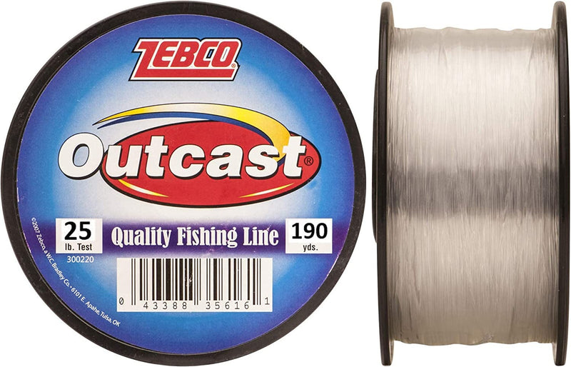 Zebco Outcast Monofilament Fishing Line, Low Memory and Stretch with High Tensile Strength Sporting Goods > Outdoor Recreation > Fishing > Fishing Lines & Leaders Zebco Clear 190-yard/25-pound 