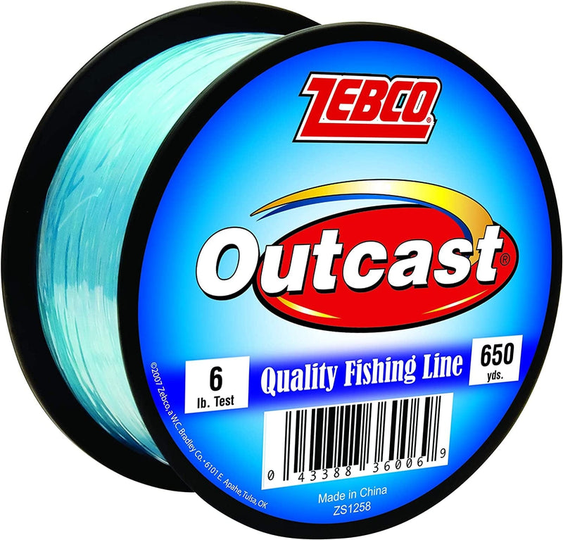 Zebco Outcast Monofilament Fishing Line, Low Memory and Stretch with High Tensile Strength Sporting Goods > Outdoor Recreation > Fishing > Fishing Lines & Leaders Zebco Blue 650-yard/6-pound 