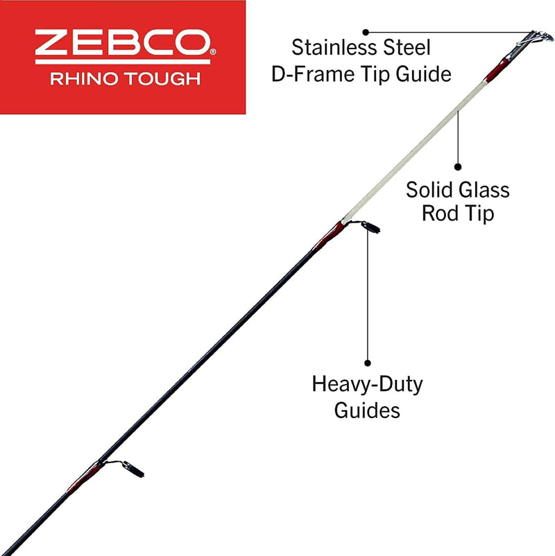Zebco Rhino Tough Glowtip Spinning Fishing Rod, Foot Rod with Heavy Duty Guides, Medium-Light Power Fast Action, EVA Foam Handle Sporting Goods > Outdoor Recreation > Fishing > Fishing Rods Zebco   