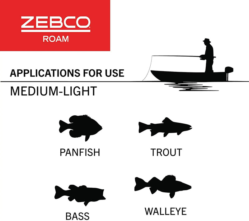 Zebco Roam Spincast Reel and 2-Piece Fishing Rod Combo, Durable 6-Foot Fiberglass Rod with ComfortGrip Handle, Instant Anti-Reverse Fishing Reel