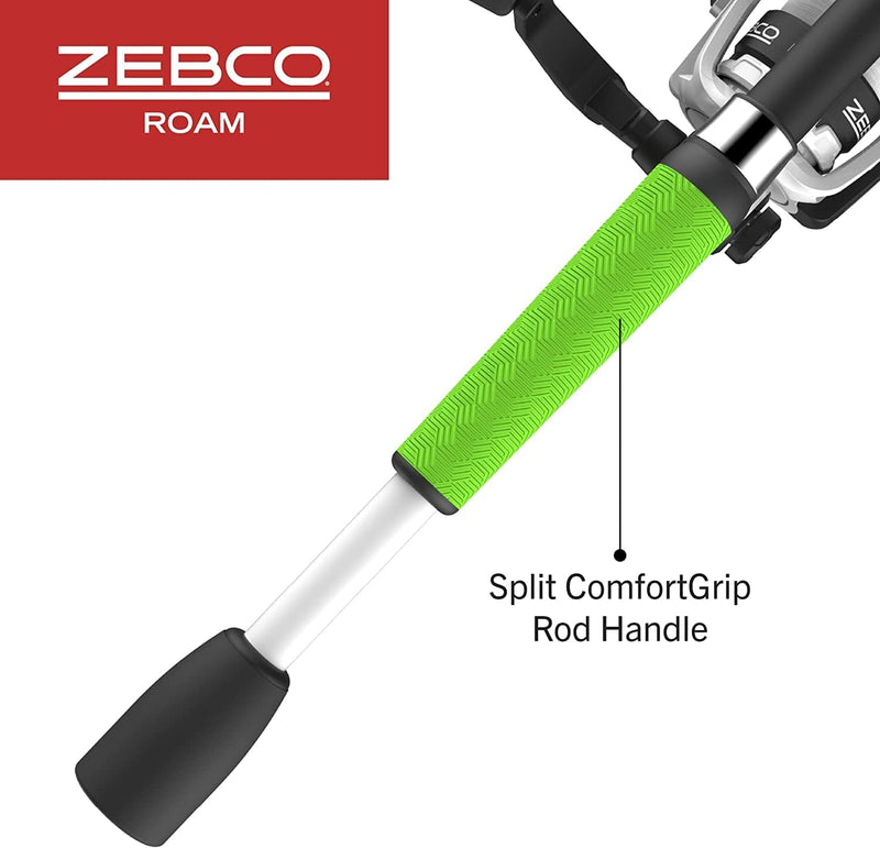 Zebco Roam Spinning Reel and Fishing Rod Combo, Split Comfortgrip Rod Handle, Soft-Touch Handle Knob Sporting Goods > Outdoor Recreation > Fishing > Fishing Rods Zebco   