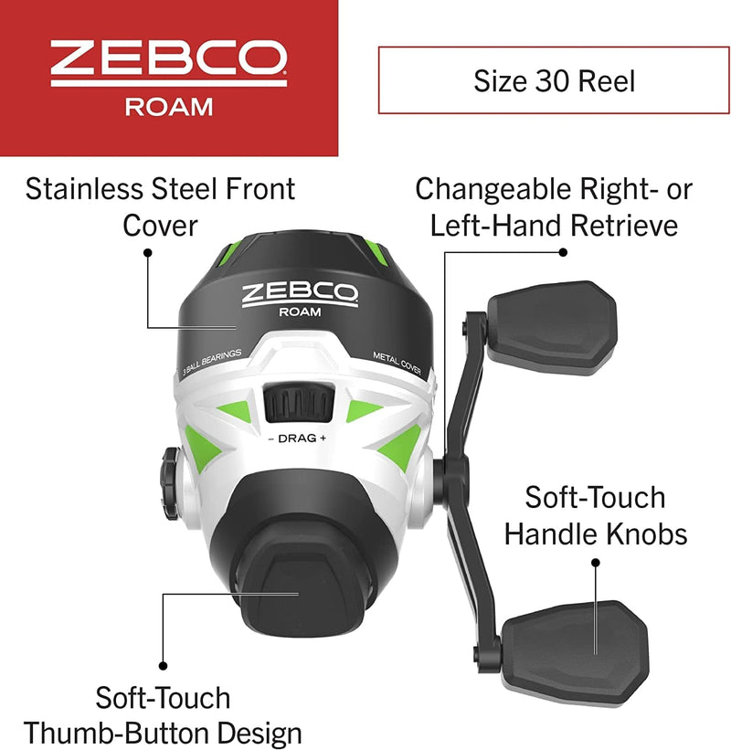 Zebco Roam Telescopic Fishing Rod and Spinning or Spincast Fishing Reel Combo, Durable 6-Foot Fiberglass Rod with Comfortgrip Handle, Pre-Spooled with Zebco Cajun Fishing Line Sporting Goods > Outdoor Recreation > Fishing > Fishing Rods Zebco   