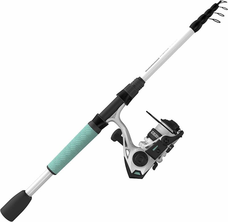 Zebco Roam Telescopic Fishing Rod and Spinning or Spincast Fishing Reel Combo, Durable 6-Foot Fiberglass Rod with Comfortgrip Handle, Pre-Spooled with Zebco Cajun Fishing Line Sporting Goods > Outdoor Recreation > Fishing > Fishing Rods Zebco Spinning Reel - Seafoam  
