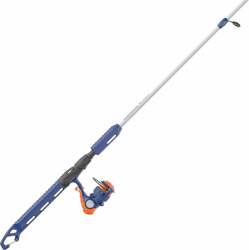 Zebco Wilder Fishing Reel and Rod Combo, 4'3" Durable Fiberglass Rod with Built-In Carabiner, Patented No-Tangle Reel, Pre-Spooled with 6-Pound Zebco Cajun Fishing Line, Blue/Orange Sporting Goods > Outdoor Recreation > Fishing > Fishing Rods Zebco Spinning Reel - 2pc Rod  