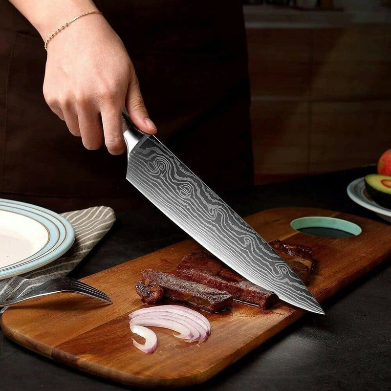 ZENG Chef Knife Set, Kitchen Chef'S Knives Set Stainless Steel Sharp Japanese Boxed Knives Set with Sheath, 5 PCS Knife Set for Professional Chefs