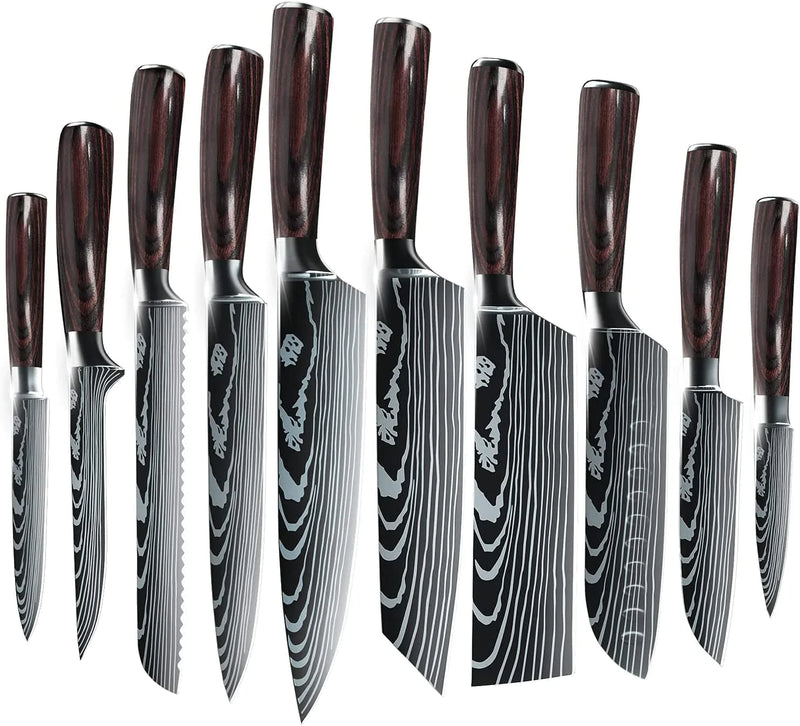 ZENG Chef Knife Set, Kitchen Chef'S Knives Set Stainless Steel Sharp Japanese Boxed Knives Set with Sheath, 5 PCS Knife Set for Professional Chefs Home & Garden > Kitchen & Dining > Kitchen Tools & Utensils > Kitchen Knives ZENG 10 in 1  