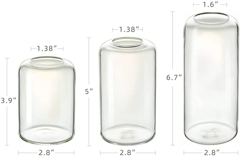 ZENS Bud Vases Glass Set, Clear Small Serene Spaces Living Vase Set of 3 for Centerpieces Home Decor, Modern Hand Blown Borosilicate Flowers Vases for Office or Wedding Events Home & Garden > Decor > Vases ZENS   